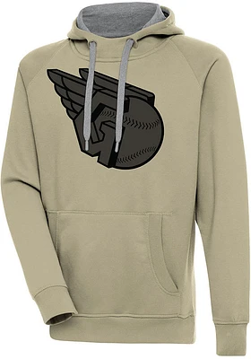 Antigua Cleveland Guardians Mens Khaki Victory Logo Long Sleeve Hoodie