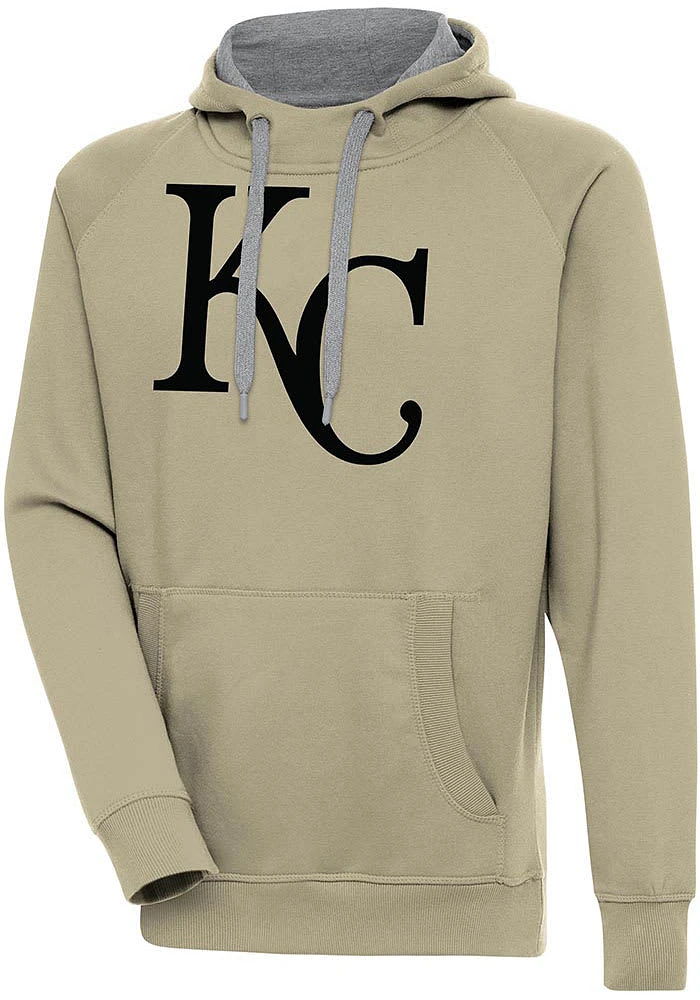 Antigua Kansas City Royals Mens Khaki Victory Logo Long Sleeve Hoodie