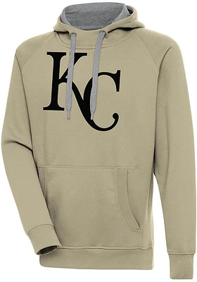 Antigua Kansas City Royals Mens Khaki Victory Logo Long Sleeve Hoodie