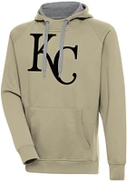 Antigua Kansas City Royals Mens Khaki Victory Logo Long Sleeve Hoodie