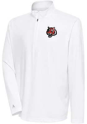 Antigua Cincinnati Bengals Mens White Tribute Design Long Sleeve 1/4 Zip Pullover