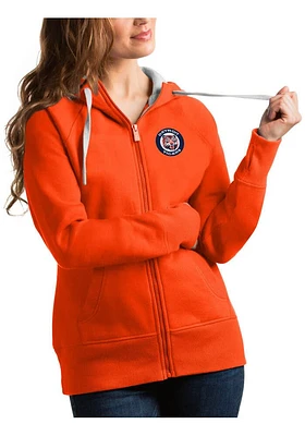 Antigua Detroit Tigers Womens Orange Victory Full Zip Hood Long Sleeve Jacket