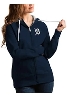 Antigua Detroit Tigers Womens Navy Blue Victory Full Zip Hood Long Sleeve Jacket