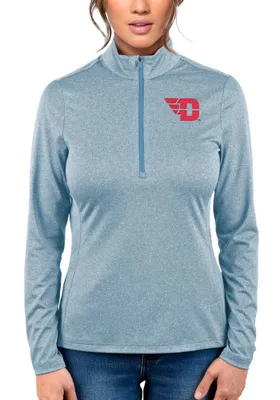 Antigua Dayton Flyers Womens Light Blue Rally Qtr Zip Pullover