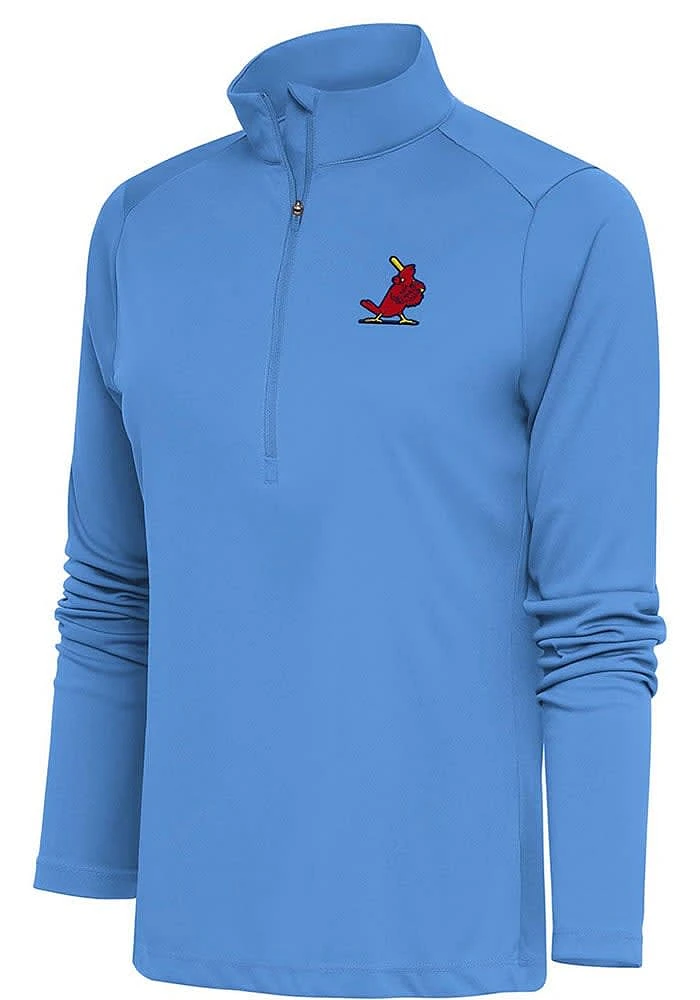 Antigua St Louis Cardinals Womens Light Blue Tribute Qzip Qtr Zip