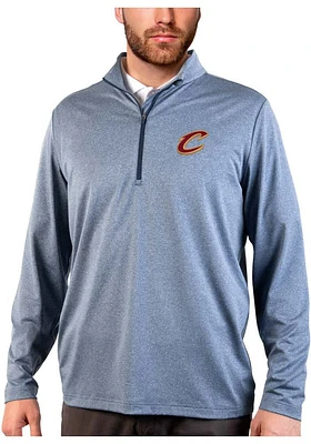 Antigua Cleveland Cavaliers Mens Navy Blue Rally 2.0 Logo Long Sleeve Qtr Zip Pullover