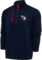 Antigua Cleveland Guardians Mens Navy Blue Generation Long Sleeve Qtr Zip Pullover