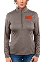 Antigua Cleveland Browns Womens Brown Script Rally 2 Qtr Zip Pullover