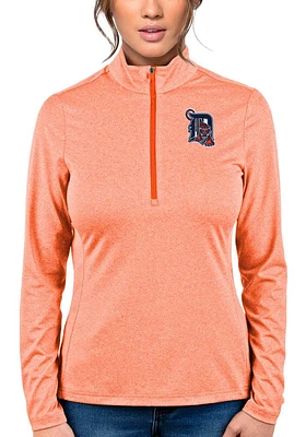 Antigua Detroit Tigers Womens Orange Rally 2 Qtr Zip Pullover