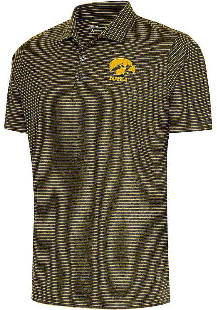Antigua Iowa Hawkeyes Mens Black Esteem Short Sleeve Polo