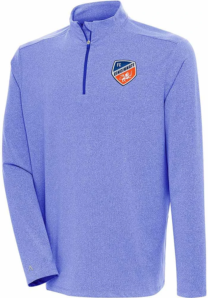 Antigua FC Cincinnati Mens Blue SWING SET Long Sleeve Qtr Zip Pullover