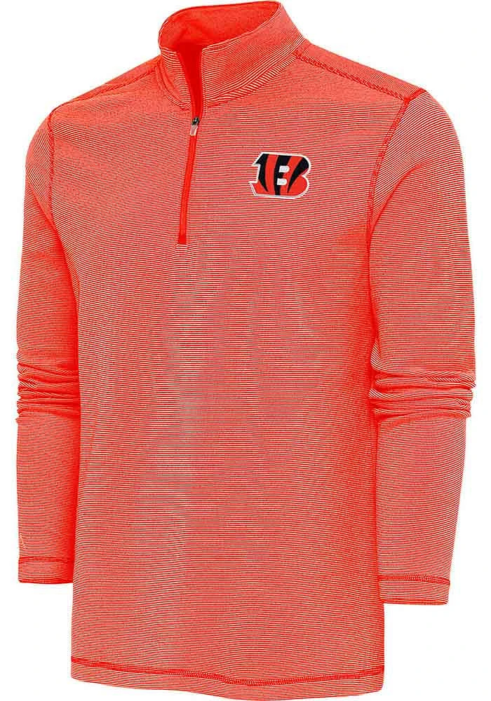 Antigua Cincinnati Bengals Mens SHORE BUNKER Long Sleeve Qtr Zip Pullover