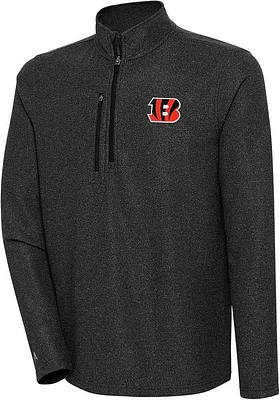 Antigua Cincinnati Bengals Mens Black REVOLUTION Long Sleeve Qtr Zip Pullover