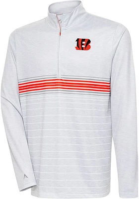 Antigua Cincinnati Bengals Mens Grey BULLSEYE Long Sleeve 1/4 Zip Pullover