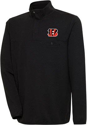 Antigua Cincinnati Bengals Mens Black STEAMER Pullover Long Sleeve 1/4 Zip