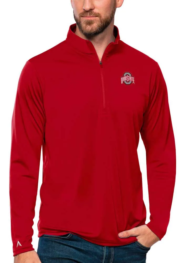 Antigua Ohio State Buckeyes Mens Tribute Long Sleeve 1/4 Zip Pullover