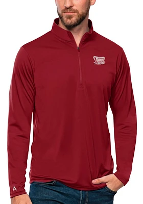 Antigua Oklahoma Sooners Mens Red Tribute Long Sleeve Qtr Zip Pullover