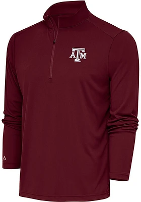 Antigua Texas A&M Aggies Mens Maroon Tribute Long Sleeve Qtr Zip Pullover