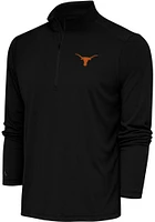 Antigua Texas Longhorns Mens Black Tribute Long Sleeve Qtr Zip Pullover