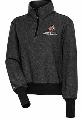 Antigua Cincinnati Bengals Womens Black Upgrade 1/4 Zip Pullover