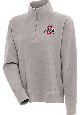 Antigua Ohio State Buckeyes Womens Oatmeal Portal Qtr Zip