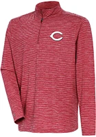 Antigua Cincinnati Reds Mens Red Determined Watercolor Long Sleeve Qtr Zip Pullover