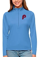 Antigua Philadelphia Phillies Womens Light Blue Tribute Qzip Qtr Zip