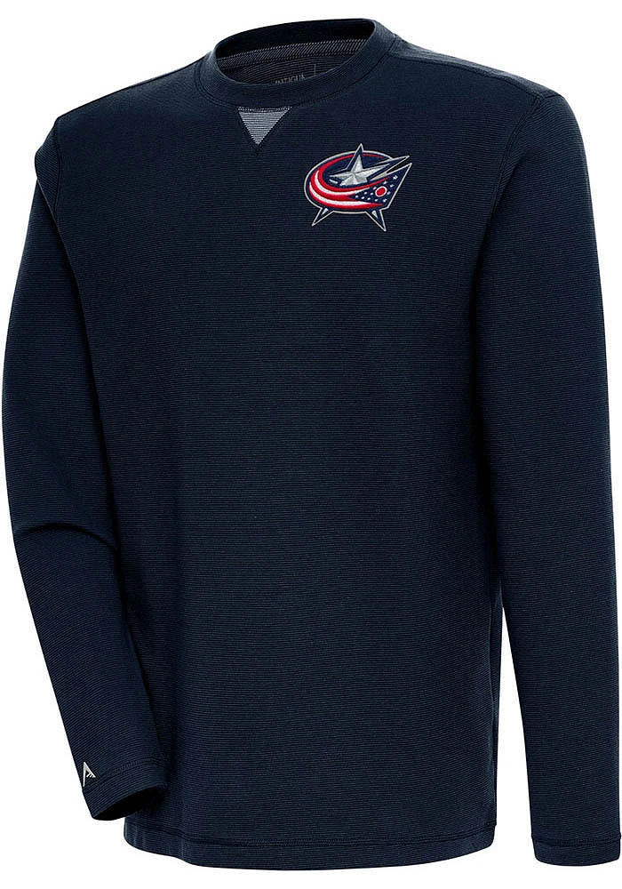 Antigua Columbus Blue Jackets Mens Navy FLIER BUNKER Long Sleeve Crew Sweatshirt