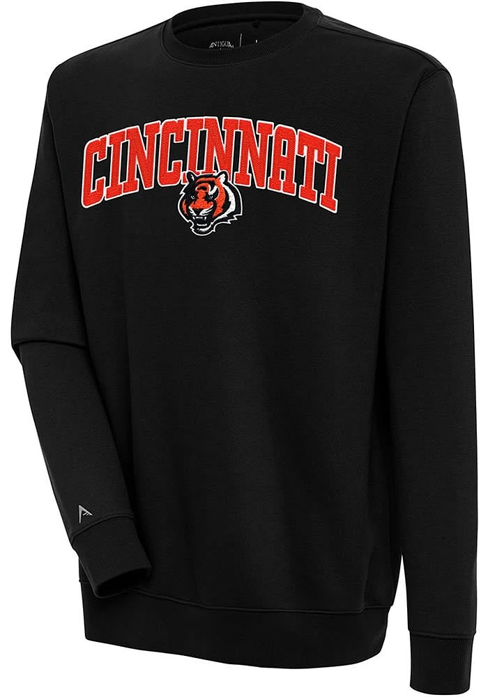 Antigua Cincinnati Bengals Mens Black Victory Wordmark Long Sleeve Crew Sweatshirt