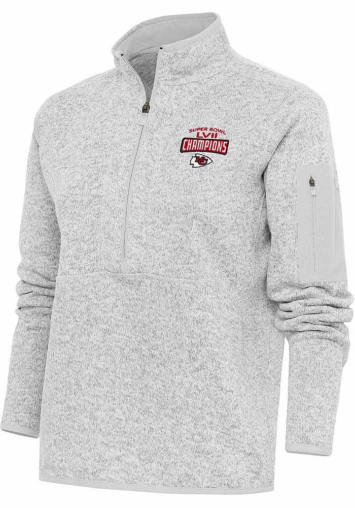 Antigua Kansas City Chiefs Womens Grey 2022 Super Bowl Champions Fortune Qtr Zip