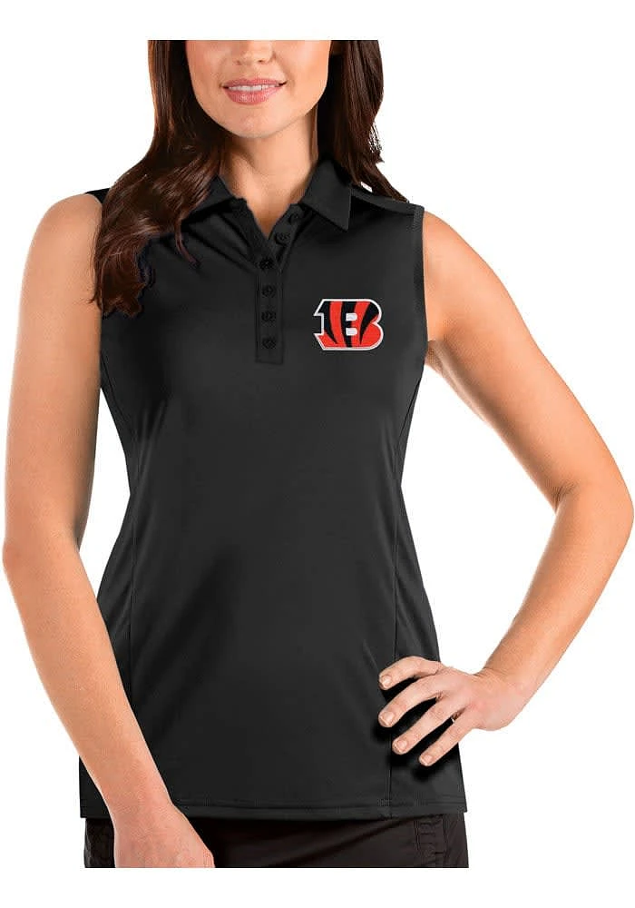 Antigua Cincinnati Bengals Womens Black Tribute Polo Shirt