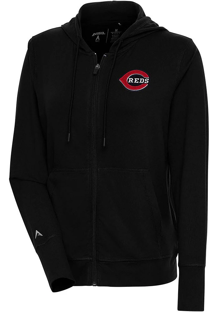 Antigua Cincinnati Reds Womens Black Moving Long Sleeve Full Zip Jacket