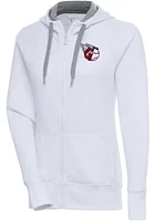 Antigua Cleveland Guardians Womens White Victory Full Zip Hood Long Sleeve Jacket