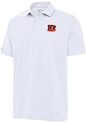 Antigua Cincinnati Bengals Mens White Valid Textured Short Sleeve Polo