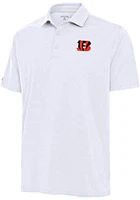 Antigua Cincinnati Bengals Mens White Valid Textured Short Sleeve Polo