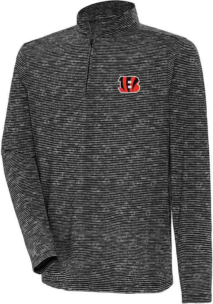 Antigua Cincinnati Bengals Mens Black Determined Watercolor Long Sleeve Qtr Zip Pullover