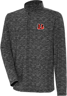 Antigua Cincinnati Bengals Mens Black Determined Watercolor Long Sleeve 1/4 Zip Pullover