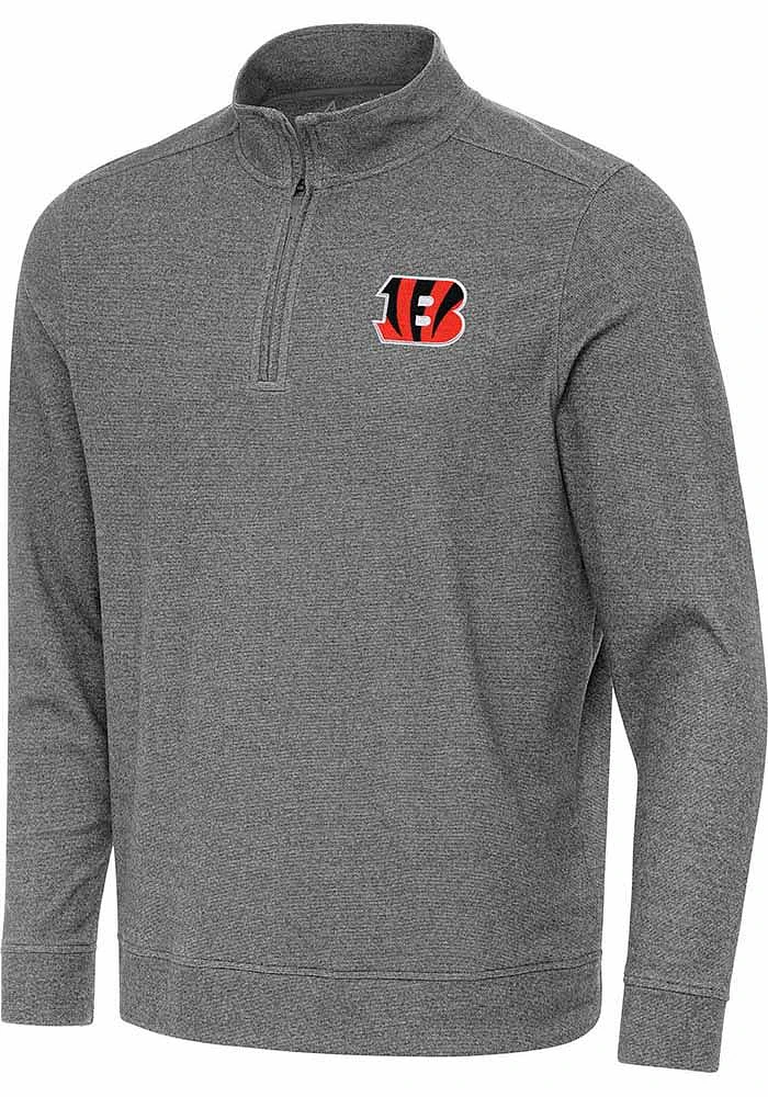 Antigua Cincinnati Bengals Mens Black Subtle Buffed Long Sleeve Qtr Zip Pullover