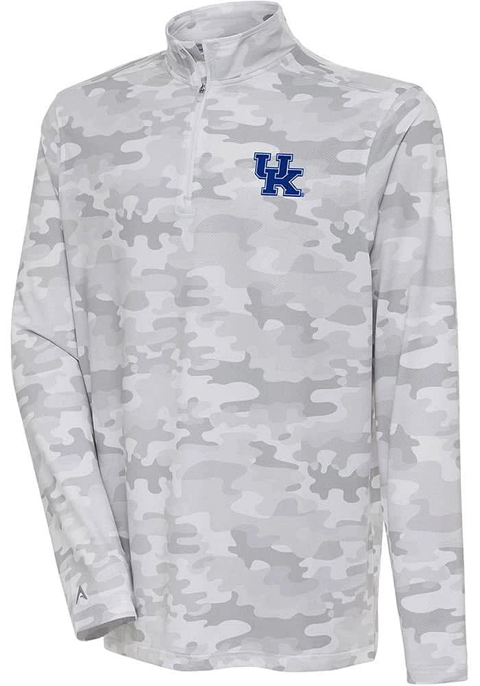 Antigua Kentucky Wildcats Mens White Discord Camo Long Sleeve Qtr Zip Pullover