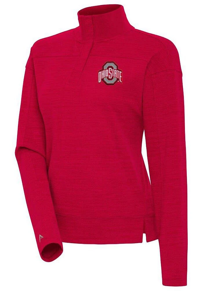 Antigua Ohio State Buckeyes Womens Red Connection 1/4 Zip Pullover