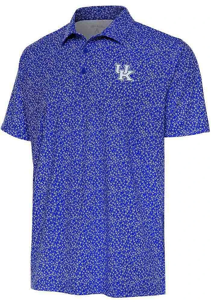 Antigua Kentucky Wildcats Mens Blue Terrace Floral Short Sleeve Polo