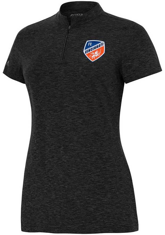 Antigua FC Cincinnati Womens Black Heirloom Short Sleeve Polo Shirt