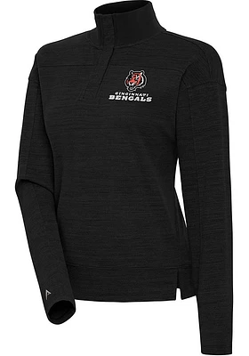 Antigua Cincinnati Bengals Womens Black Connection 1/4 Zip Pullover