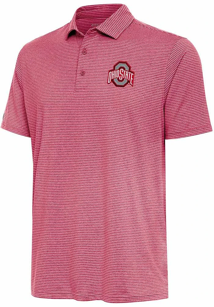 Antigua Ohio State Buckeyes Mens Red Scheme Stripe Short Sleeve Polo