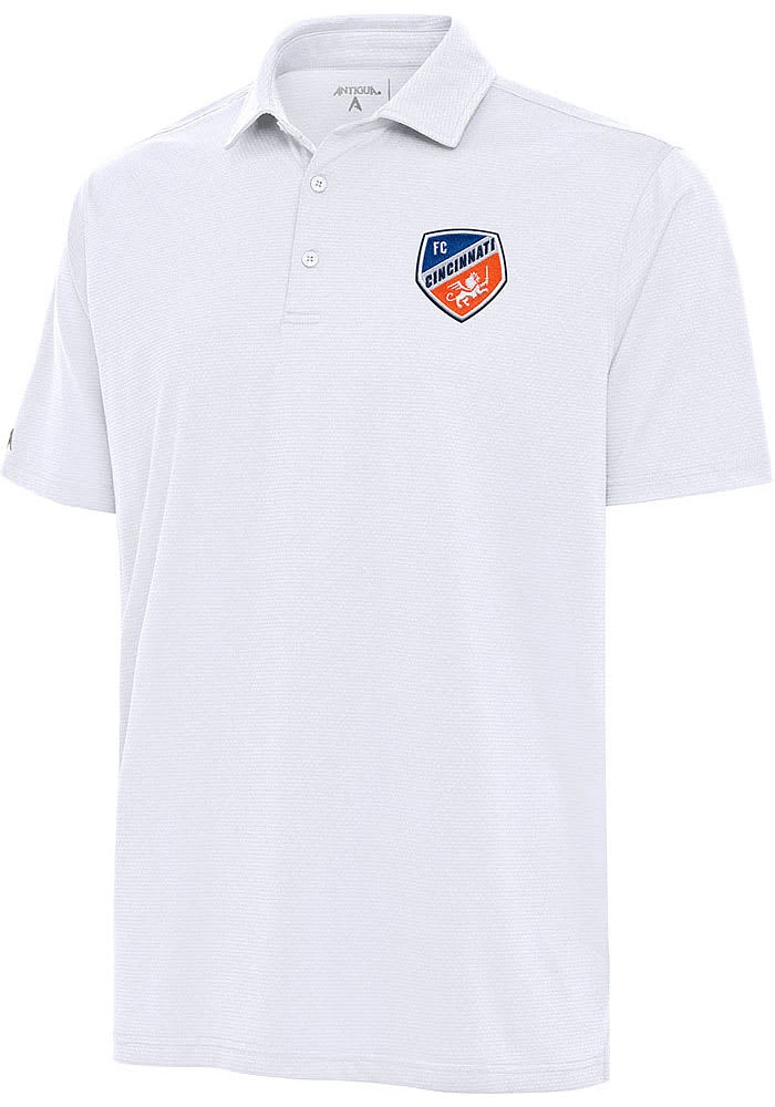 Antigua FC Cincinnati Mens White Valid Textured Short Sleeve Polo