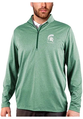 Antigua Michigan State Spartans Mens Green Rally Football Long Sleeve Qtr Zip Pullover