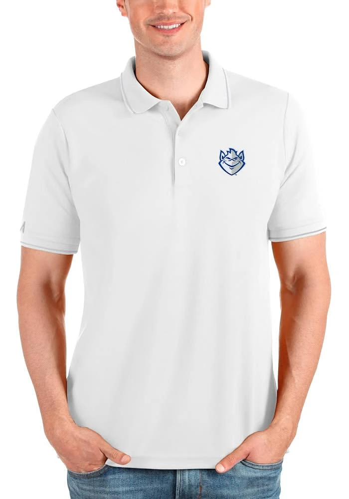 Antigua Saint Louis Billikens Mens White Affluent Short Sleeve Polo
