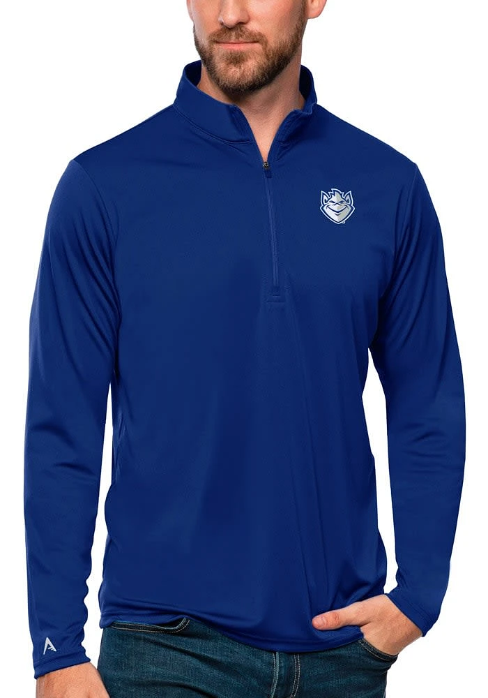 Antigua Saint Louis Billikens Mens Blue Tribute Long Sleeve Qtr Zip Pullover