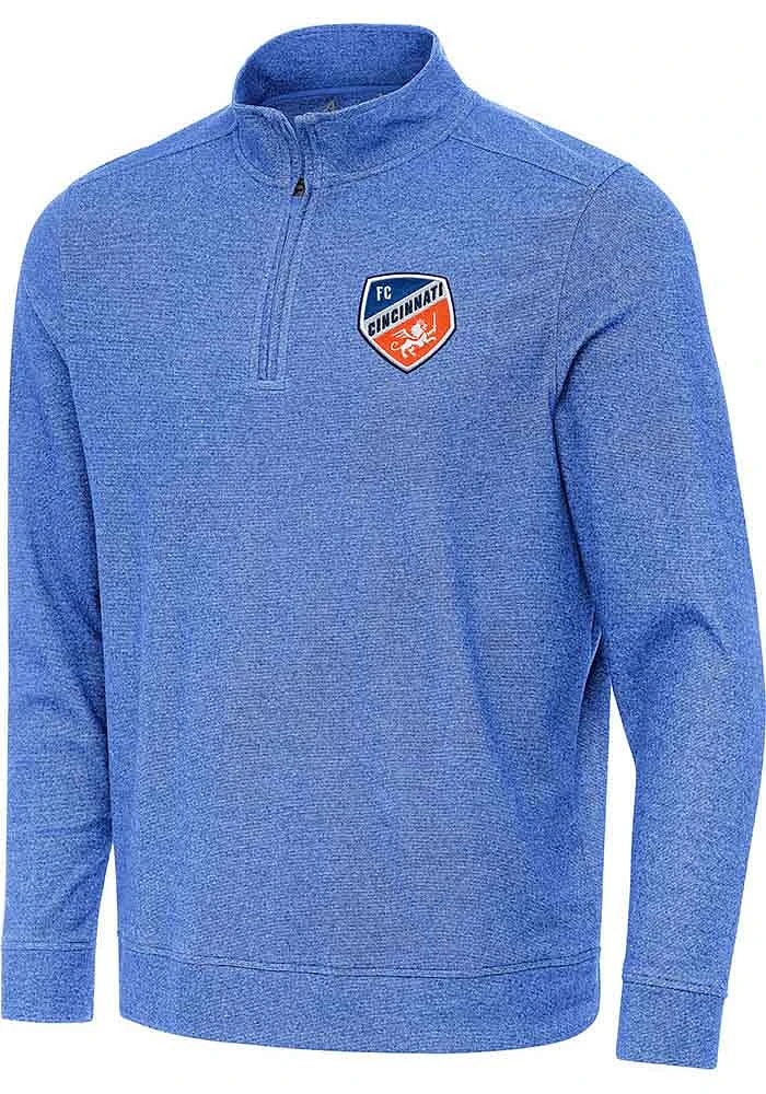 Antigua FC Cincinnati Mens Subtle Buffed Long Sleeve Qtr Zip Pullover