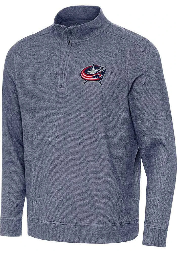 Antigua Columbus Blue Jackets Mens Grey Subtle Buffed Long Sleeve Qtr Zip Pullover